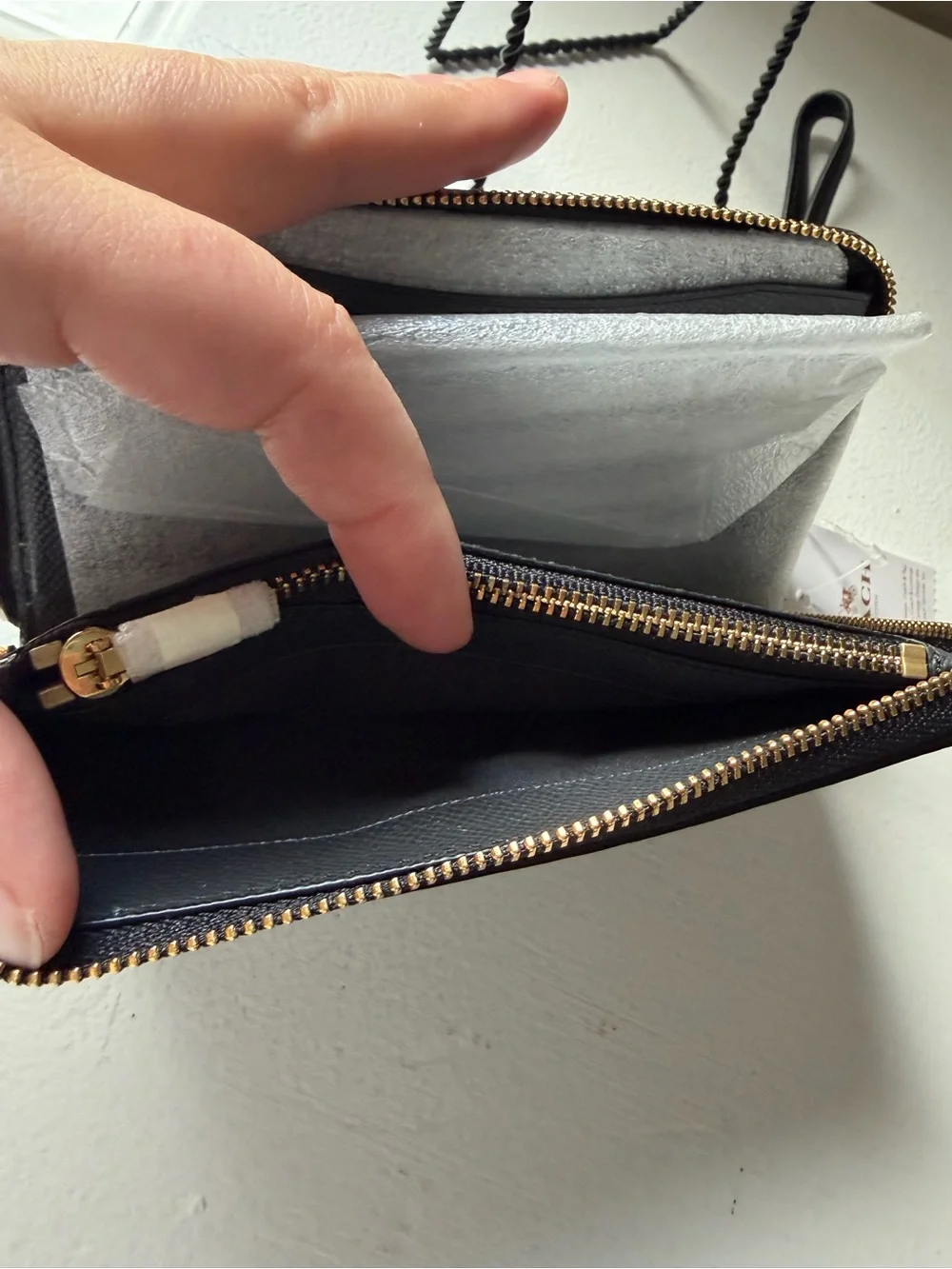 COACH NWT Black Leather Phone Wallet